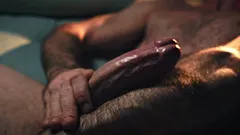 Intense Night Sofa Solo – Muscular Guy Stroking Huge Cock Until Thick Cumshot