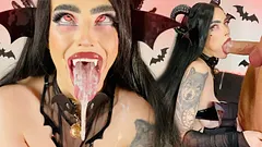 SUCK-CUBUS SLUT (Extended Cut) Goth Girl Cosplay Succubus HALLOWEEN Ahegao FEET Sloppy Blowjob POV Fucking