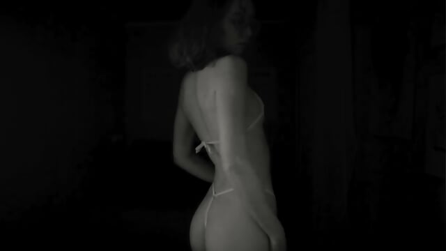 NERDY SKINNY CURLY BLONDE TEEN DANCING AND TEASING IN A MICRO BIKINI