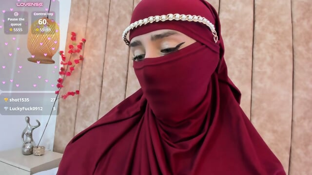 Rawiya Have A Dark Red Veil And Sexy Outfit 9