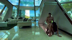 WMAF couple fucking in the glass house